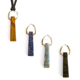 Power Ingot Pendant Necklace in Lapis Lazuli Labradorite Tigers Eye or Golden Obsidian