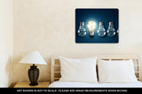 Metal Panel Print, Illuminated Light Bulb In A Row Of Dim Ones Concept For Creativity Innovation