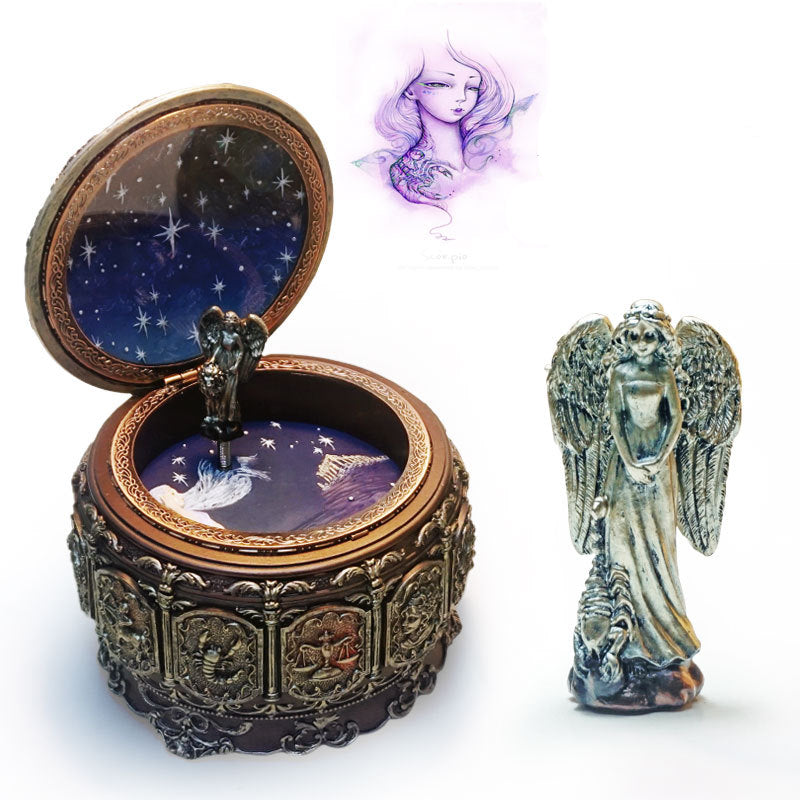 Close-up view of the Twelve Constellation Music Box in its celestial product styling