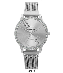Montres Carlo Silver Stainless Steel Mesh Band Watch with Magnetic Strap