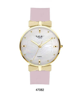 M Milano "Expressions" Pink Silicone Band Watch With Gold Case (Ladies)