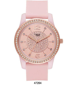 M Milano Expressions Pink Silicon Band Watch with Pink