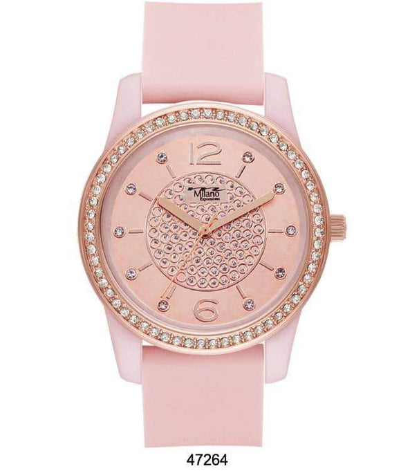 M Milano Expressions Pink Silicon Band Watch with Pink