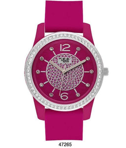 M Milano "Expressions" Magenta Silicone Band Watch w/ Magenta (Ladies)