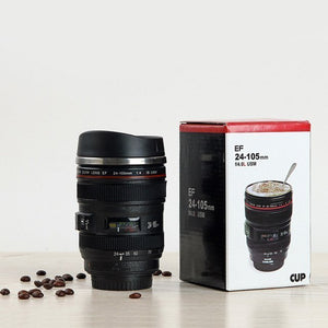 Camera Lens Mug with Flat Lid